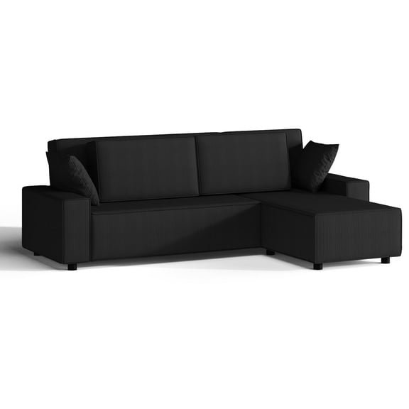OUTGOODS 96" L-Shaped Cloud Couch Sectional with Ottoman, Corduroy Sofa