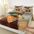 thumbnail image 3 of jejeloiu Rustic Mallard Duck Bed Sheets,Wild Animal King Sheets,Gray Orange Green Sheet Set For Kids,Breathable Home Decor,4 Pieces, 3 of 7