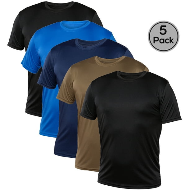 Blank Activewear Lot de 5 T-Shirts pour Homme, Tissu à Séchage Rapide