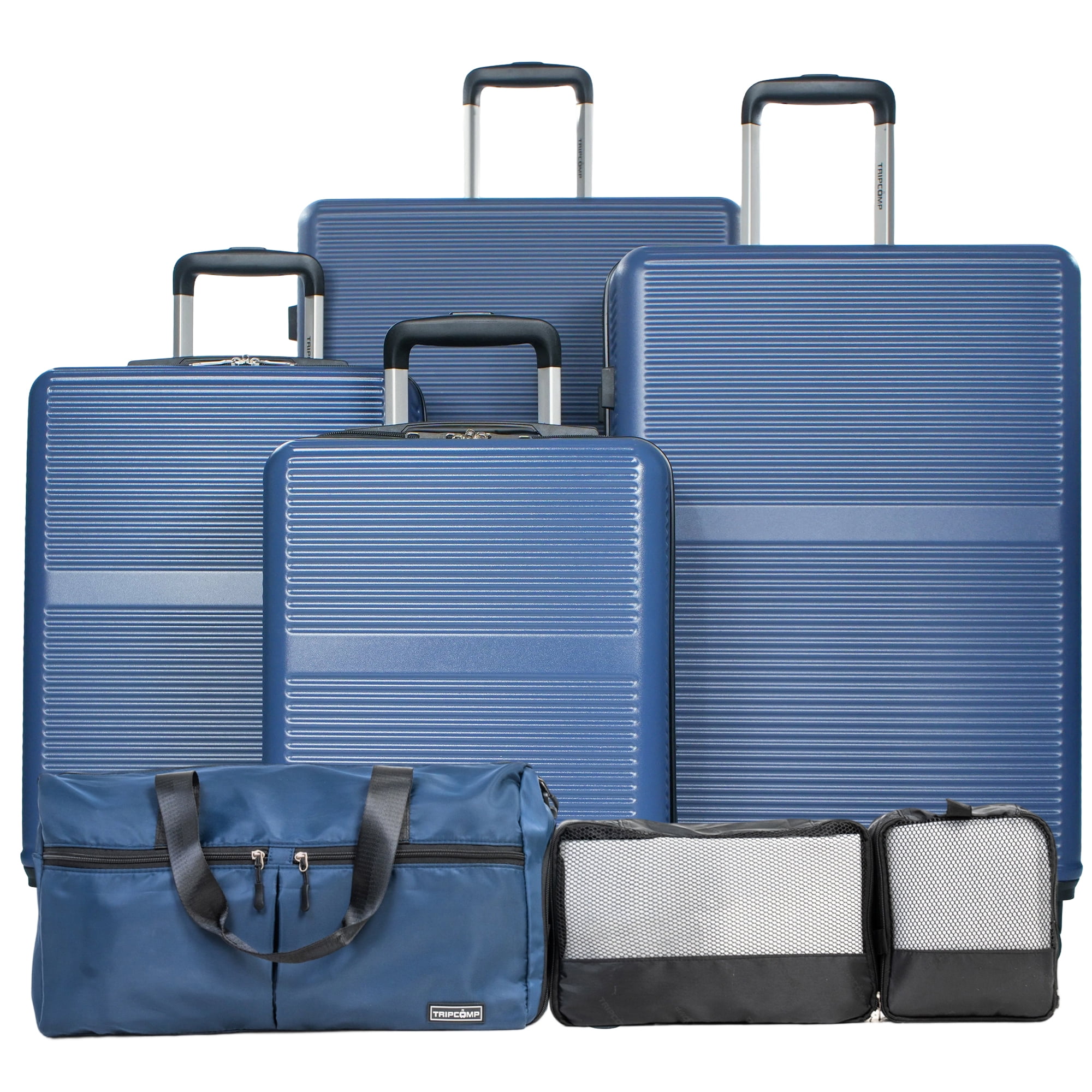 Tripcomp 7-Piece Hardside Luggage Set, Lightweight Suitcase with Spinner Wheels, TSA Lock and Travel Bag,Blue