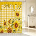 thumbnail image 2 of Erosebridal Boho Bee Sunflower Shower Curtain 72Wx78L,Bohemian Plaid Bath Curtain,Yellow Green, 2 of 5