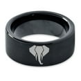 thumbnail image 2 of Tungsten Elephant Animal Polygon Style Art Band Ring 9mm Men Women Comfort Fit Black Flat Cut Brushed Polished, 2 of 4