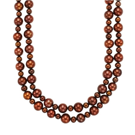 38-inch 9.5-12 mm Chocolate Freshwater Pearl Strand Necklace with Sterling Silver Clasp