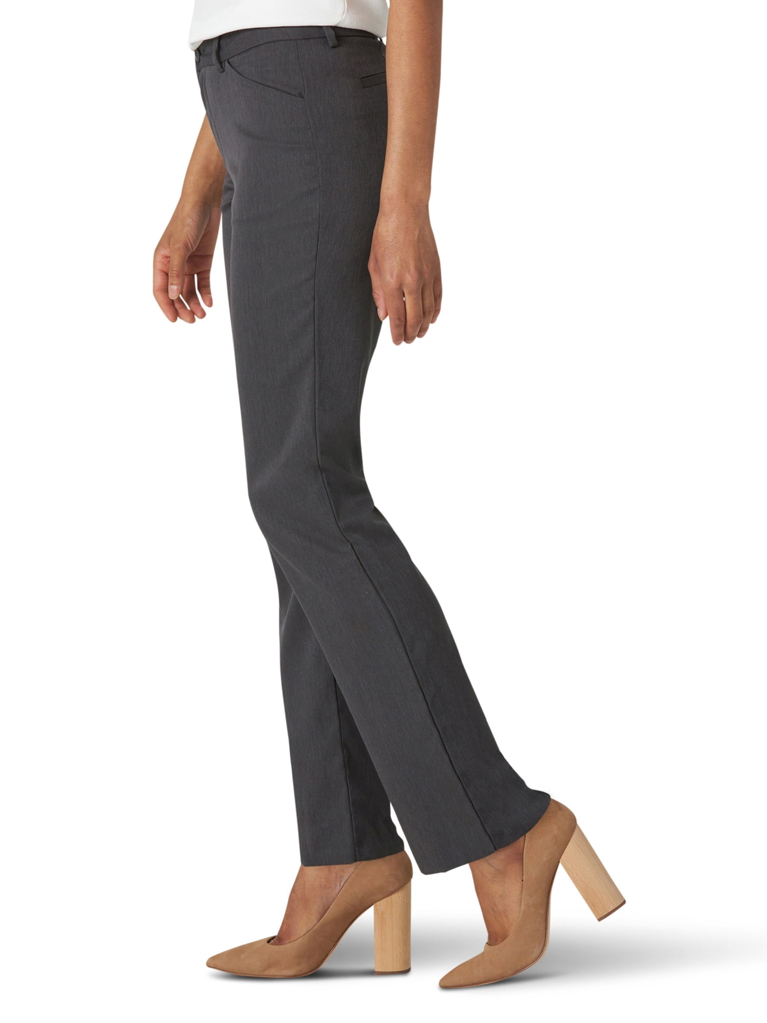 lee wrinkle free straight leg pants