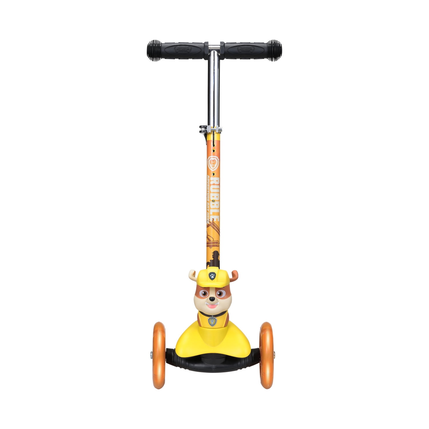 Paw Patrol Rubble Ride-N-Glide Buddies 3D Toddler Scooter, 3 Wheel Kick Scooter for Kids Ages 3+, Yellow