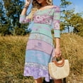 thumbnail image 4 of Colorful Floral Wood Texture-1 Flare Dress Square Neck Dress Elegant Female Fashion Printed Dress, 4 of 9