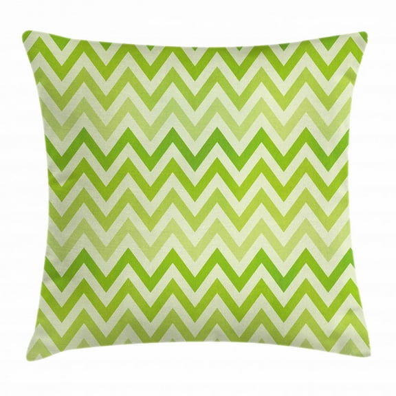 Lime Green Throw Pillow Cushion Cover, Chevron Traditional Zig Zag Pattern with Symmetric Lines Tribal Modern Pattern, Decorative Square Accent Pillow Case, 20 X 20 Inches, Pale Green, by Ambesonne