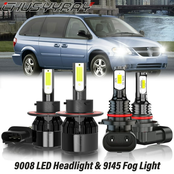 For Dodge Grand Caravan 2008 2009 LED Headlight High Low Beam Fog Light Bulbs Kit 6000K White 4x