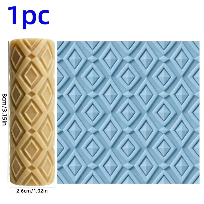 Simple Diamond Textured Embossed Polymer Clay Roller - A must-have tool for ceramic sculptures