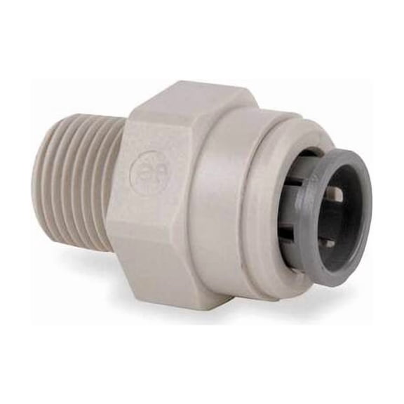 Push-Fit Adapter Fitting, 3/8 in Tube Size, Acetal, Gray, 10 PK