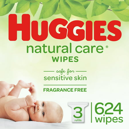 HUGGIES Natural Care Baby Wipes 3 Refill Packs (Total 624