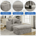thumbnail image 5 of 47.7" Oversized Corduroy Chaise Longue with Ottoman, Deep Seat Reclining Chair Sofa, Comfy Thicked Upholstered Pad Chair with Foot Stool, Oversize, Movable Ottoman (Light Grey), 5 of 12