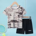 thumbnail image 2 of KPOPLK 2 PieceAthletic Outfit Sets for Boys Quick-dry Short Sleeve Elastic Waist Tie-dye Summer Top and Shorts Size 18-24 Months,Grey, 2 of 4