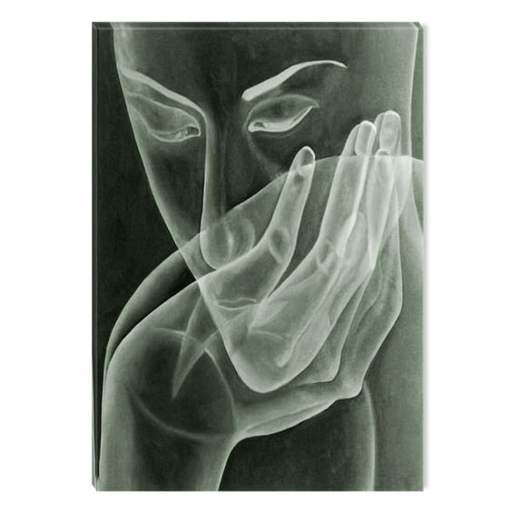 Startonight Canvas Wall Art Black and White Abstract Abstract Face and Hand, Dual View Surprise Artwork Modern Framed Ready to Hang Wall Art 100% Original Art Painting 23.62 X 35.43 inch