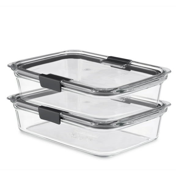 Rubbermaid Brilliance Glass Food Storage Containers, 8-Cup Food Containers with Lids, 2-Pack