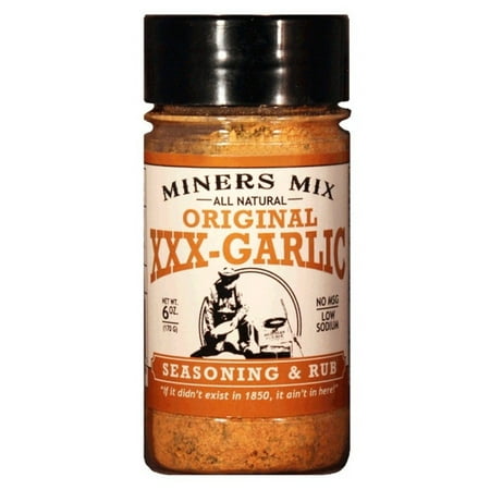 Miners Mix XXX-Garlic Seasoning and Rub for Beef, Pork, Chicken, Lamb, Vegetables, and Pasta. All Natural, No MSG, No Preservatives, Low Salt. 2017 Scovie Award Winner single