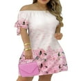 thumbnail image 3 of MesaSe Robe d'Été à Imprimé Floral pour Femmes, Robe Mini à Rayures à Épaules Dénudées, Robe Décontractée Ample avec Nœud, Mode Urbaine TTG, 3 of 3