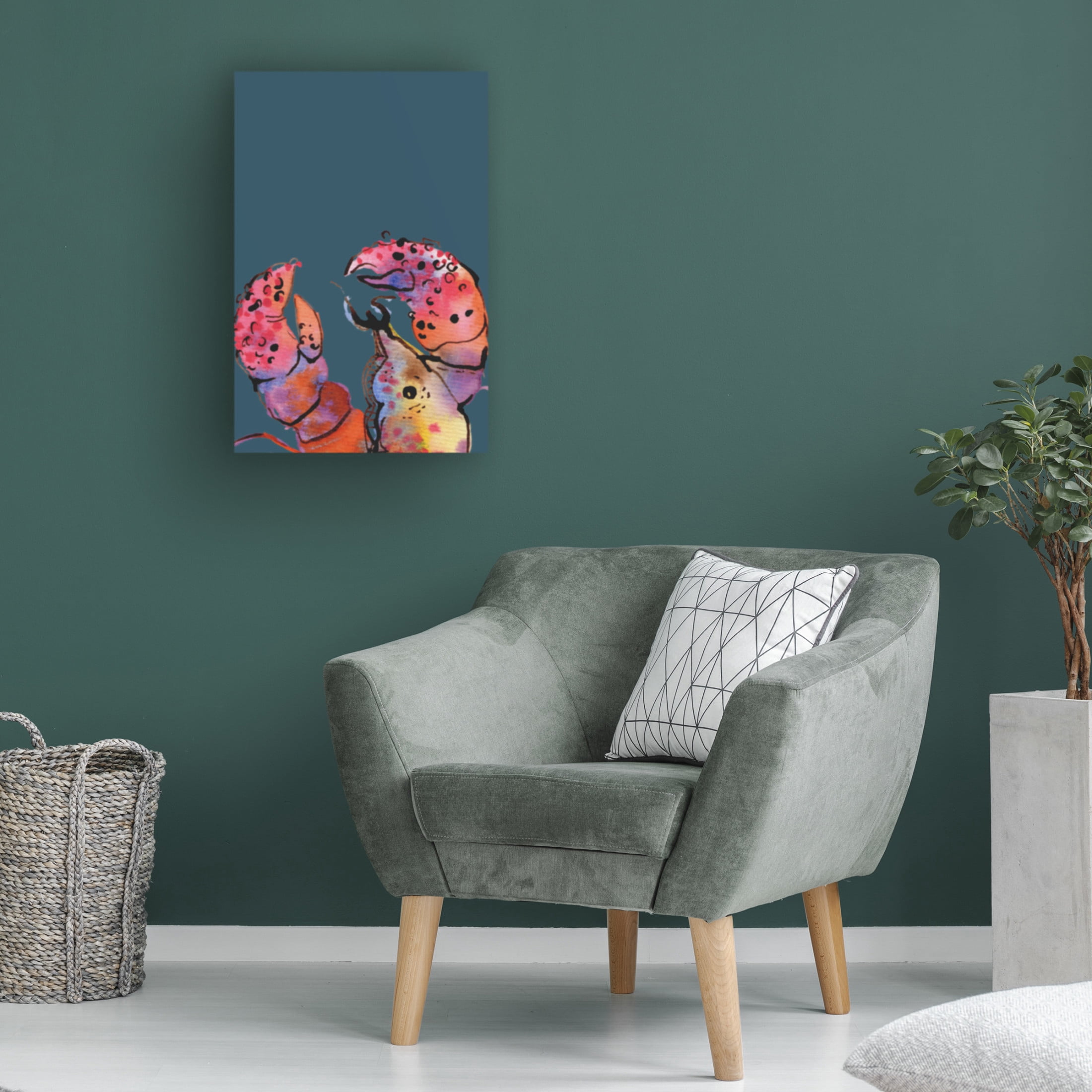 Trademark Fine Art Ania Zwara  Lobster On Dark Blue Canvas Wall Art