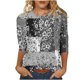 thumbnail image 2 of ICHUANYI Clearance Women's Fashion Printed Loose T-shirt Mid-length 3/4 Sleeves Blouse Round Neck Casual Tops(Gray, M) ICHUANYI WER2023081107568, 2 of 4
