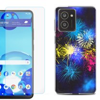 For HMD Vibe Shockproof Phone Case Cover with Tempered Glass Screen Protector, by OneToughShield - Fireworks