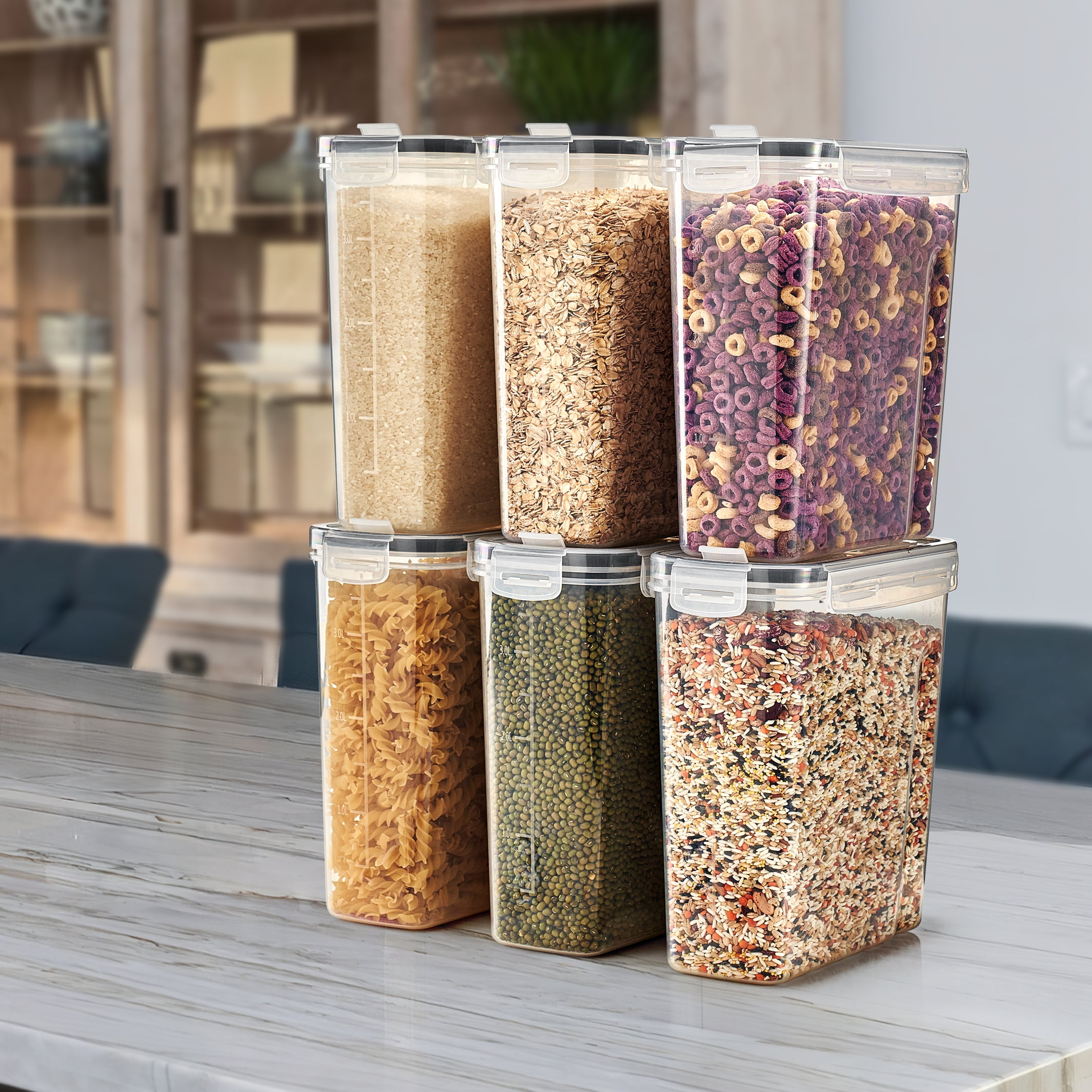 Sorbus 4-Pack Food Storage Dispenser Containers – Airtight, BPA-Free – For Pantry, Cereal, Pasta, Dry Food