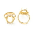 thumbnail image 2 of 3pc Brass Cubic Zirconia Adjustable Ring Components 4 Claw Prong Ring Settings Long-Lasting Plated Cadmium Free & Lead Free Oval Golden Tray: 10x8mm 2.8mm US Size 6 3/4(17.1mm), 2 of 4