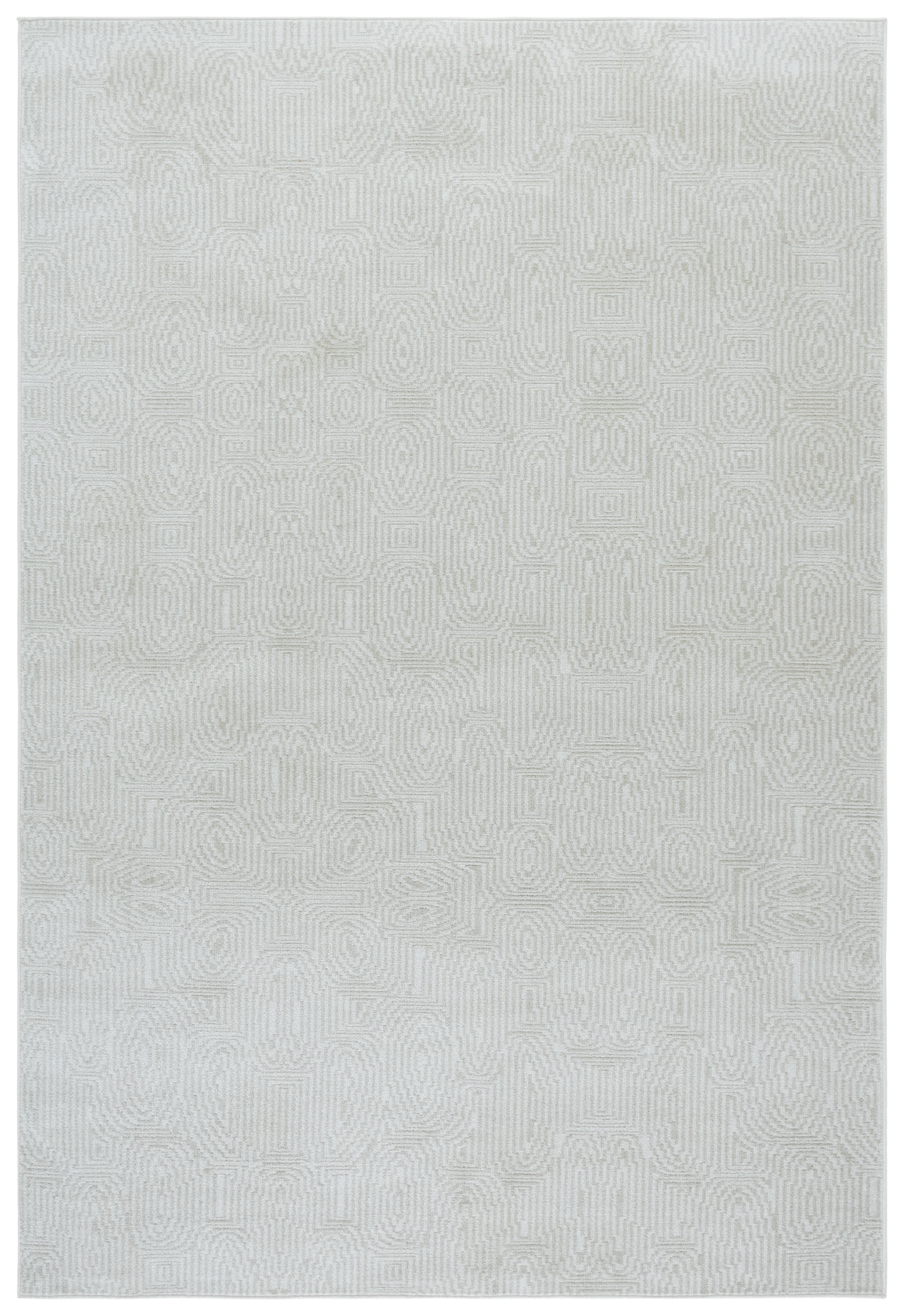 SAFAVIEH Bayside Hubert Texture Polyester Machine Washable Area Rug, Ivory/Light Gray, 4' x 6'