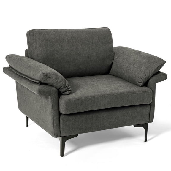 Topcobe Modern Fabric Accent Armchair with Original Distributed Spring and Armrest Cushions, Comfy Chair for Bedroom, Living Room Sofa Chair, Gray