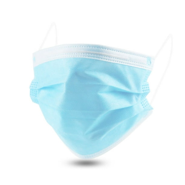 100Pcs Disposable Earloop Face Masks, 3 Ply Breathable and Comfortable Face Masks with Elastic Ear Loop for Blocking Dust Air Pollution (Blue)