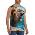 thumbnail image 2 of Pofeuu Ice Blue Coastal Lion Print Men's Muscle T-Shirt, Sleeveless, Muscle Tank, Classic Muscle Tee Top For Men Casual Sleeveless Muscle T-Shirt Trendy Clothes-XX-Large, 2 of 7