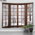 thumbnail image 2 of Tapiz navideño colgante de pared fuera de la ventana, Paisaje de nieve, bosque, invierno, dormitorio, sala de estar, decoración del hogar, tela, 2 of 4