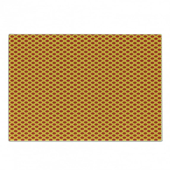 Polka Dot Cutting Board, Classic Composition of Round Shapes in Vivid Summer Tones, Decorative Tempered Glass Cutting and Serving Board, in 3 Sizes, by Ambesonne