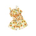 thumbnail image 1 of Wangsaura Kids Girls Overalls Sunflower Print Sleeveless Spaghetti Straps Buttons Ruffles Shortall Summer Romper Jumpsuit with Belt, 1 of 10