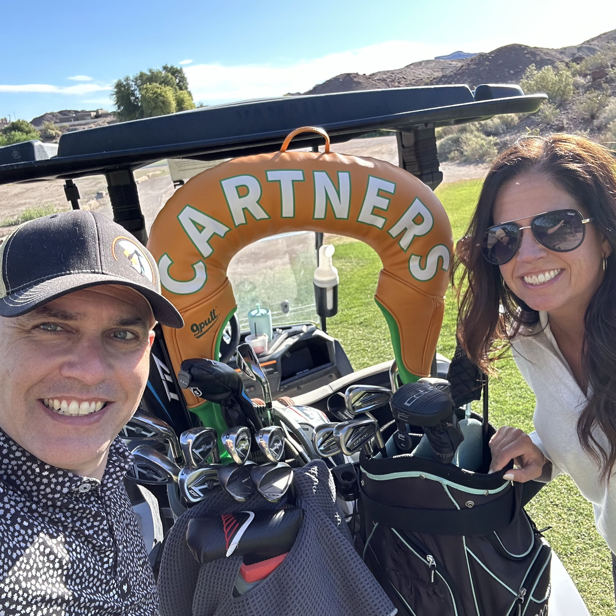 9Putt: Cartners Golf Headcover - Orange & Green, Duel Driver & Fairway Wood Club Cover, Padding Protection Accessory, Fits Most Clubs, Cart Buddies