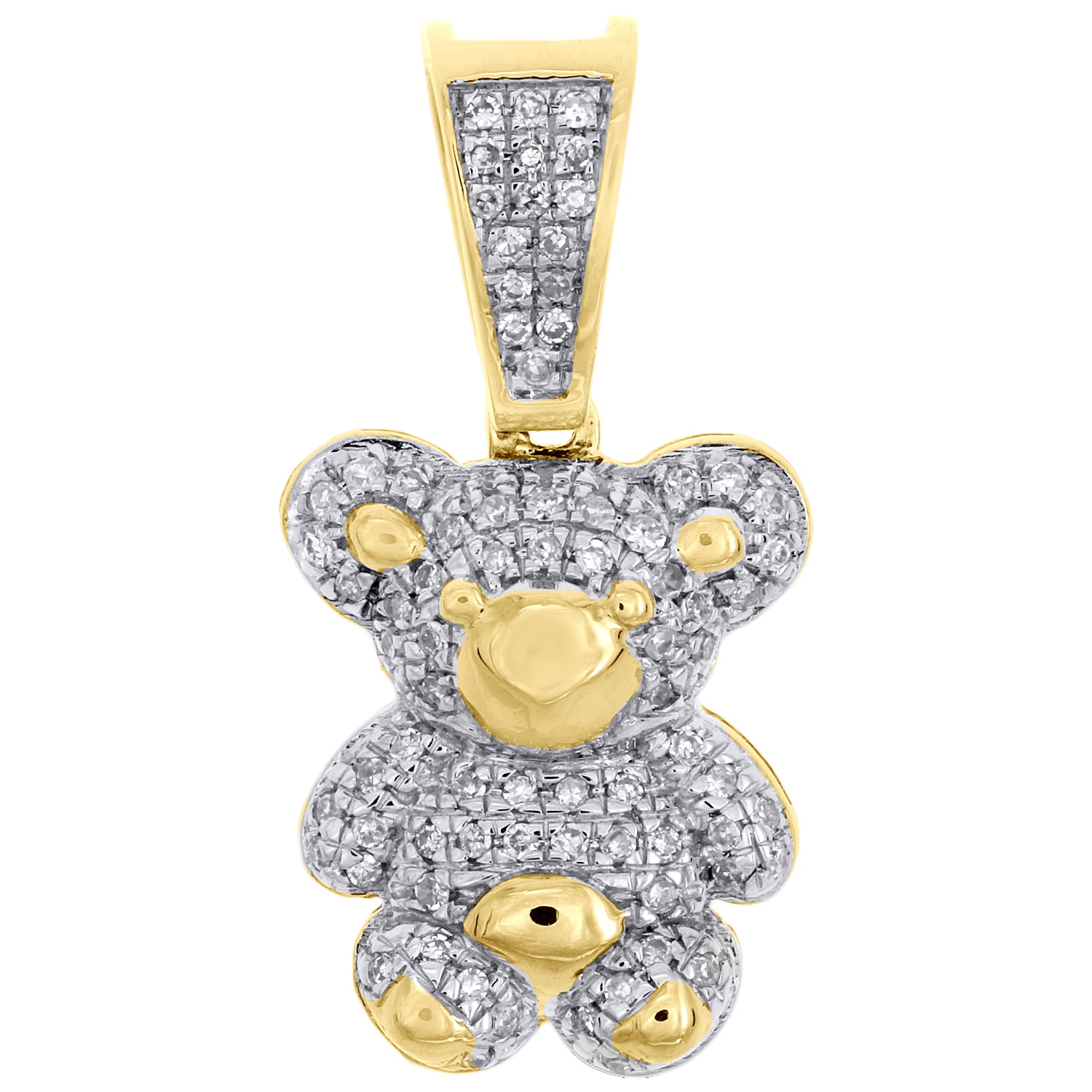 JFL Diamonds & Timepieces - 10K Yellow Gold Real Diamond Teddy Bear