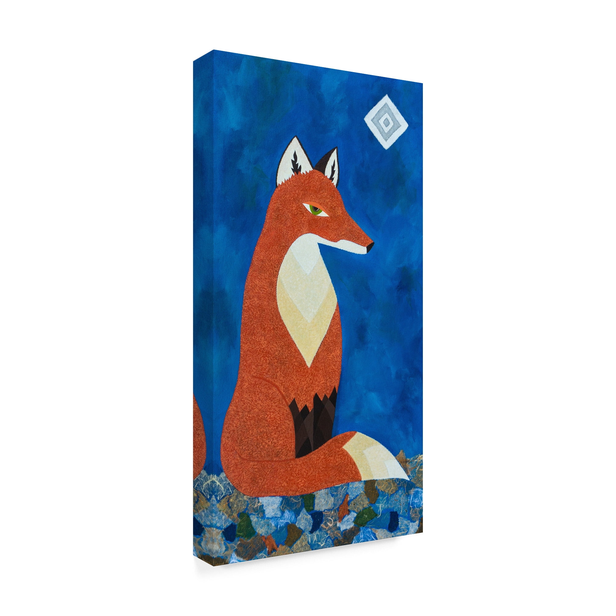Trademark Fine Art 'Fox Under Diamond Moon' Canvas Art by Casey Crai