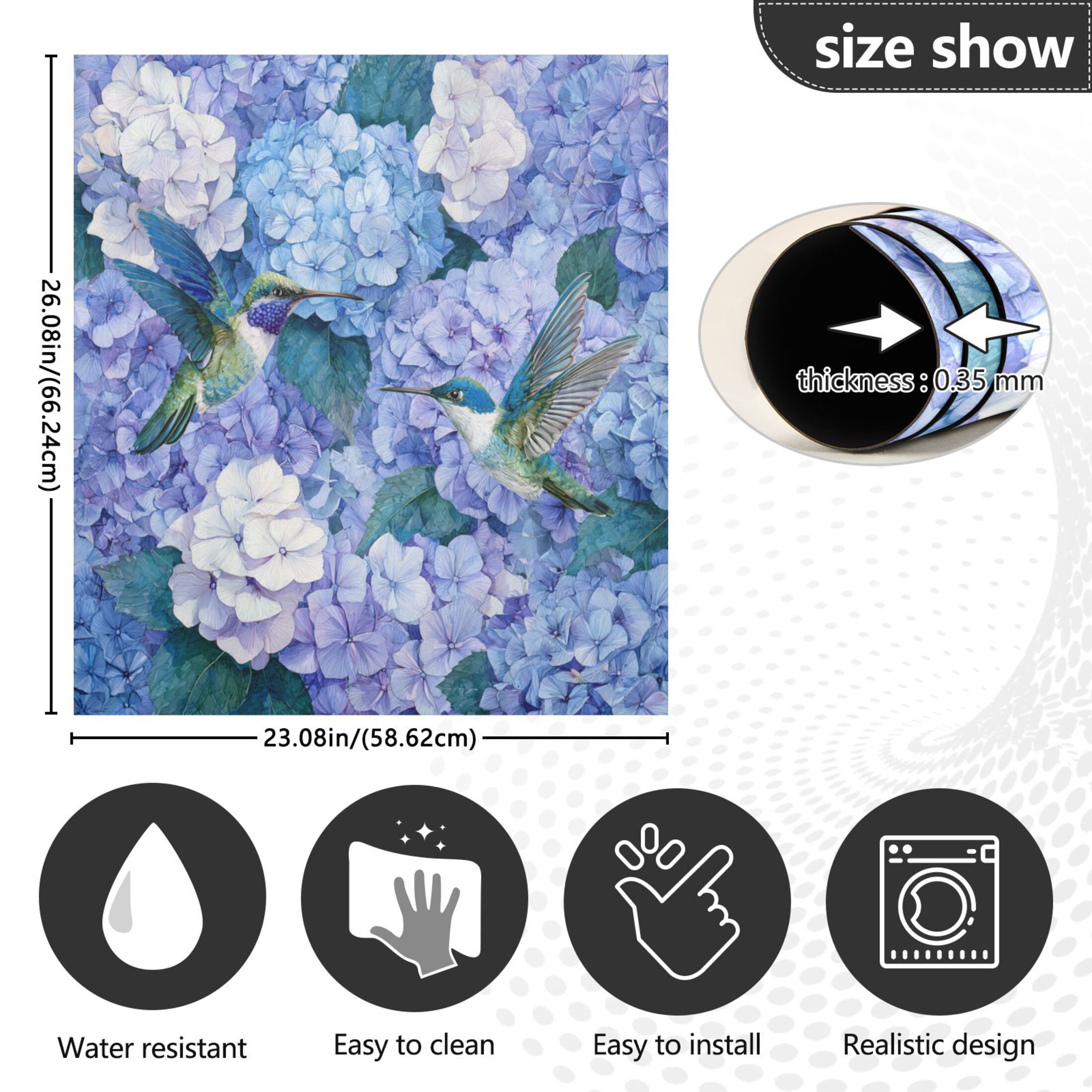 Dishwasher Magnetic Refrigerator Magnet Cover Sticker Home Decorative 23"x26" Beautiful Blue Hydrangeas