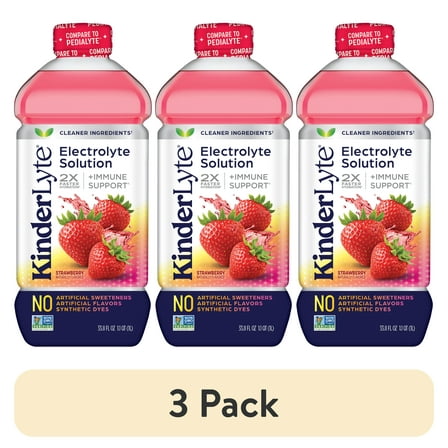 (2 pack) KinderLyte Electrolyte Drink for Kids & Adults, Strawberry, 1 Liter