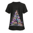 thumbnail image 4 of Feancey Working Uniform Shirts for Women Christmas Plus Size Scrub Tops Stretch Short Sleeve V Neck Nurse Medical Scrubs Holiday Casual Loose Tshirt with Pockets Multicolor L, 4 of 5