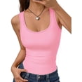 thumbnail image 3 of MOYIKO Women Y2K Tank Top Ribbed Vest Summer Sleeveless Basic T-shirt Square Neck Trendy Pink Tee XS, 3 of 8