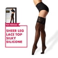 thumbnail image 2 of Thigh High Stockings with Silicone - 60D Sheer Lace Top Nylon Stay Up Pantyhose for Women, 2 of 6