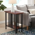 thumbnail image 3 of Leick Home Ironcraft Rustic Wood and Metal Narrow Chairside End Table with Shelf, Mission Oak/Matte Black, 3 of 11
