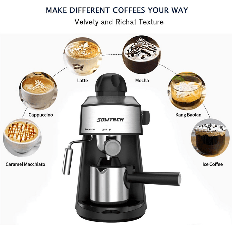 SOWTECH Coffee Maker for K Cup, Single Serve Coffee Maker for Capsule Pod  Ground Coffee, One Cup Coffee Brew Machien with Adjustable Drip Tray, 1000W