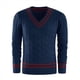 thumbnail image 2 of Suéter de Cuello en V para Hombre, Informal, de Punto , Ajustado, de Larga, para Otoño e Invierno. Azul Marino M, 2 of 6
