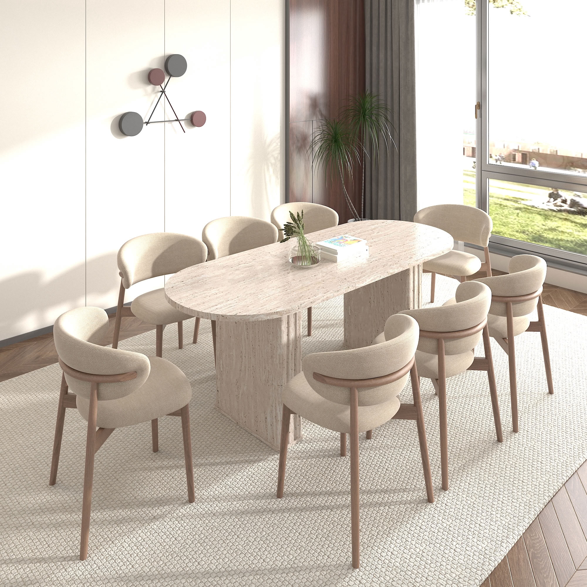 MAYEERTY Extendable Oval Dining Table for 4-8 People, Expandable Kitchen Table, Water & Scratch Resistant Surface, for Living Room, Dining Room, Family Daily Meals & Parties