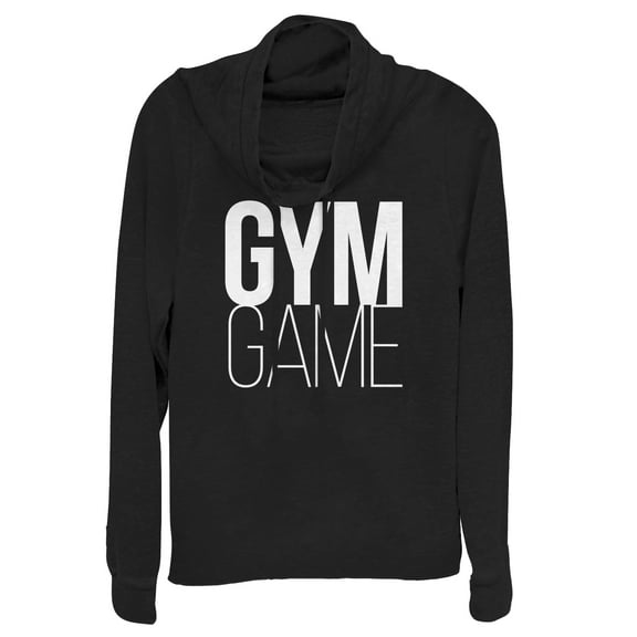 Junior's CHIN UP Gym Game  Cowl Neck Sweatshirt Black X Small