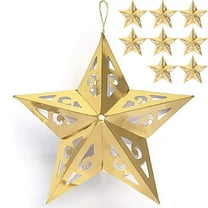8 Pcs Gold Star Christmas Tree Ornaments Set; Collapsible; 5 inches Tall; 5-Point by Arcworks