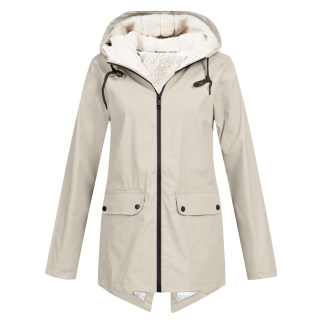 Kcodviy Vestes Ajustées Décontractées en Peluche pour Femmes, Veste Extérieure Grande Taille à Col Roulé, Imperméable à Manches Longues