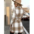 thumbnail image 6 of Women's Fall Mini Dresses Button Down Long Sleeve Plaid Belted Casual Short A Line Shirt Dress 2025, 6 of 7