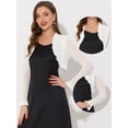thumbnail image 2 of Sheer Mesh Shrug para cárdigan de bolero recortado con parte delantera abierta con volantes para mujer blanco M, 2 of 4